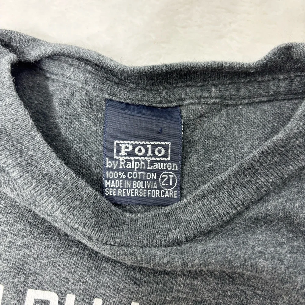 Ralph Lauren Kids Charcoal Long Sleeve USA  Flag Tee Size 2T‎